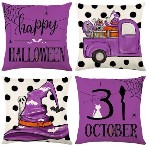 juegos de fundas de almohada de Halloween, almohadas moradas de Halloween (45x45 cm)