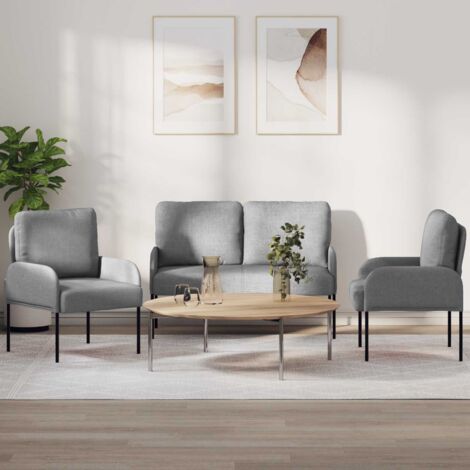 Juegos de sofás con cojín 3 pcs Gris Claro 115 x 56 x 80 cm