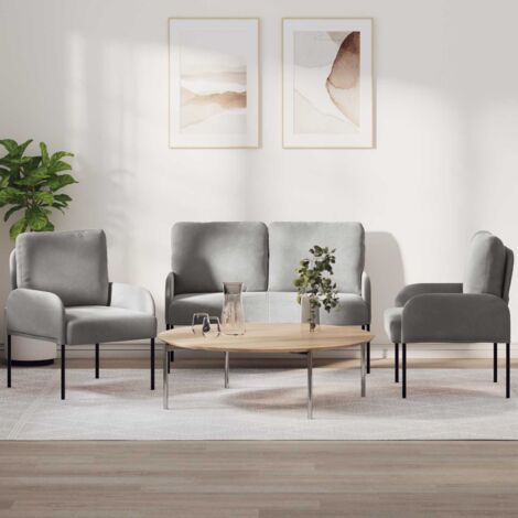 Juegos de sofás con cojín 3 pcs Gris Claro 115 x 56 x 80 cm