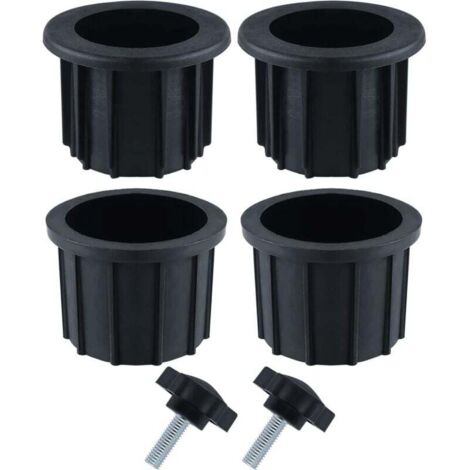 Juegos KZQ (6 piezas) de accesorios para sombrillas de balcón, 4 anillos para agujeros y 2 tornillos con pomo manual, soportes para sombrillas para mesas de patio y terrazas (negro)