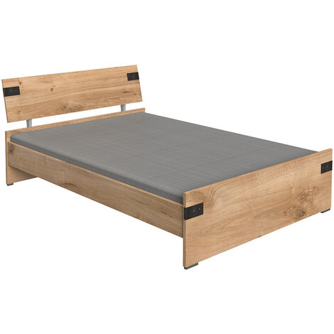 Jugendbett 140x200cm EVERTON-43 in Plankeneiche /Graphit, B x H x T ca. 146 x 85 x 210cm