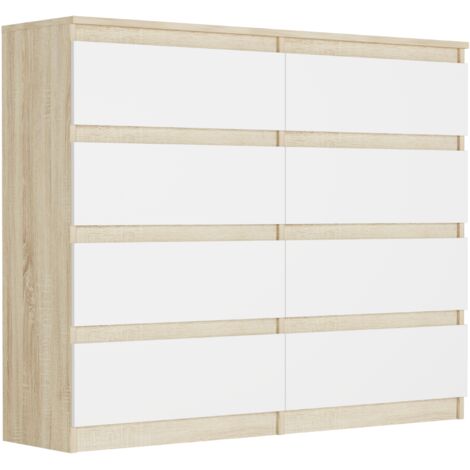 Jugendkommode mit Schubladen Sonoma Mix Weiß, 120 x 40 cm - Modern R120S8