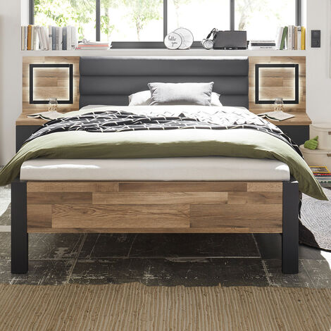 Jugendzimmer Bett inkl. Nachtkommode mit LED DARWIN-78 B/H/T ca. 246/96/213 cm