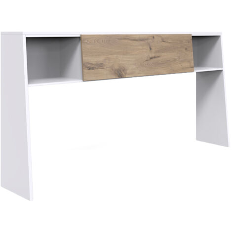 Jugendzimmer-Bettüberbau 209 cm breit in weiß mit Eiche, mit 2 Fächern, 1 Klappe NOLI-43