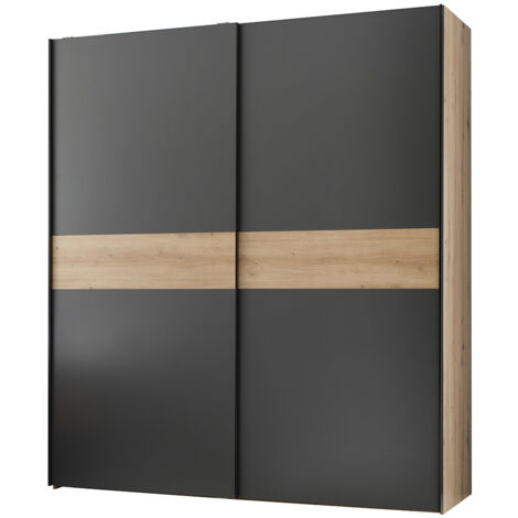 Jugendzimmer Kleiderschrank 170 cm Breite in Eiche mit graphit, 2-türig - LESINA-78