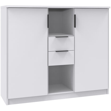 Jugendzimmer-Kommode 122 cm breit in weiß, 2 Schubladen, 2 Türen NOLI-43
