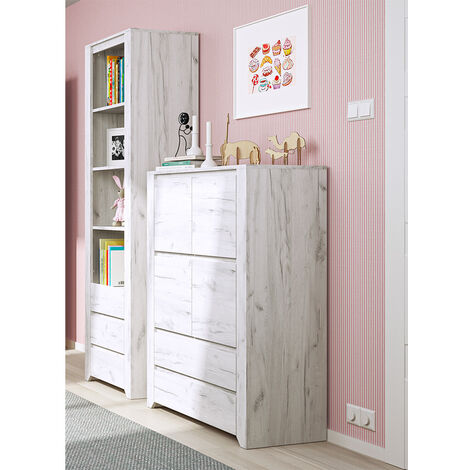 Jugendzimmer Set 2-teilig AMANTEA-129 in weiß Eiche