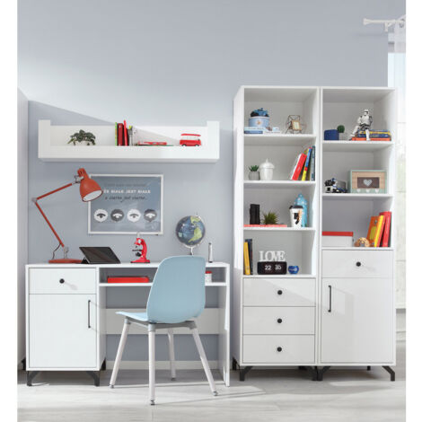 Jugendzimmer Set 4-teilig mit Schreibtisch weiß BEND-133