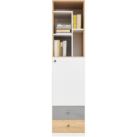 Jugendzimmer Standregal, Eiche mit weiß und grau PINETO-133