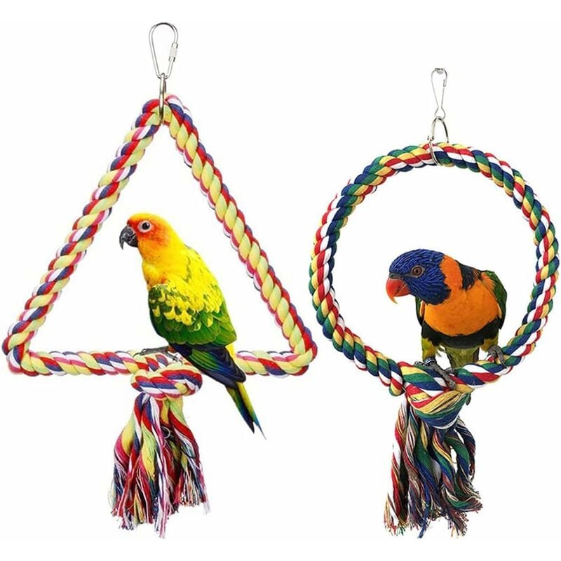 

Abcrital - Juguete de cuerda de algodón para percha de loro, columpio, jaula de juguete para masticar, columpio para periquitos de loros, poste para