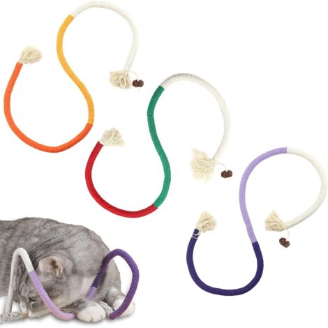 Juguete de dentición de cuerda para gatos, 3 cuerdas dentales para gatitos, 70 cm, juguete interactivo y limpiador dental para gatos, algodón suave y seguro, cuidado dental para gatitos adultos mayore