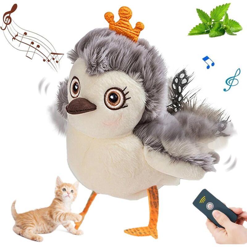 Juguete de pájaro para gatos, pájaro volador, juguete de pájaro móvil, juguete de pájaro cantor, juguete de pájaro que aletea, juguete interactivo