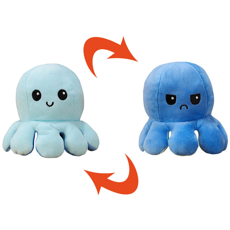 

Juguete de peluche de pulpo reversible, juguetes de peluche de doble cara, muneco encantador, regalo de juguete para ninos,Azul claro