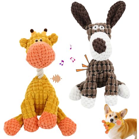 Juguete de peluche duradero y chirriante para que los perros lo mastiquen, juguete masticable para cachorros de interior, juguete marrón para la dentición de perros pequeños y medianos.