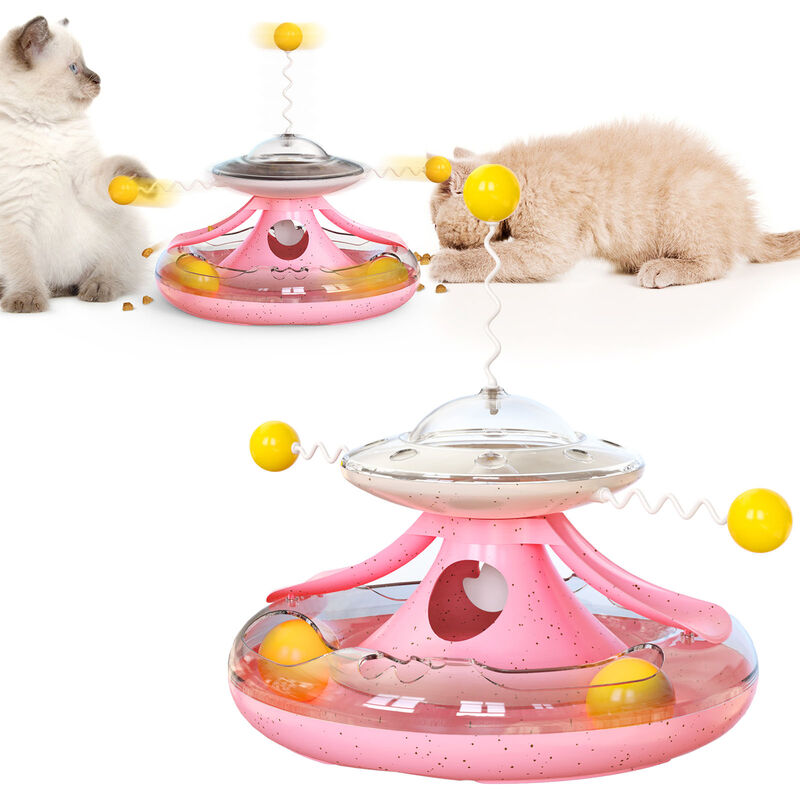 

Juguete giratorio interactivo, para gato o gatito, juguete giratorio para gatos, molino de viento giratorio, juguetes para gatos para interiores,Rosa