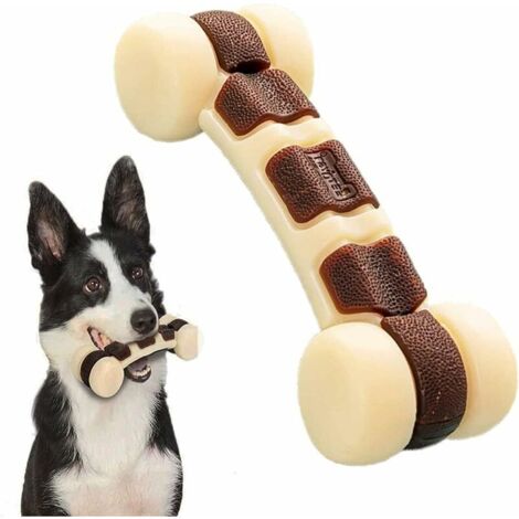 Juguete indestructible para perros, hueso masticable con sabor a carne, juguete de entrenamiento para la limpieza dental para perros medianos agresivos de 7 a 15 kg (M)