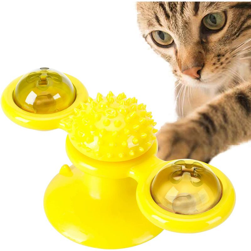 

Abcrital - Juguete interactivo para gatos, tocadiscos multifuncional, molino para gatos, juguete para gatos, rasguño, cepillo para el pelo, juguete