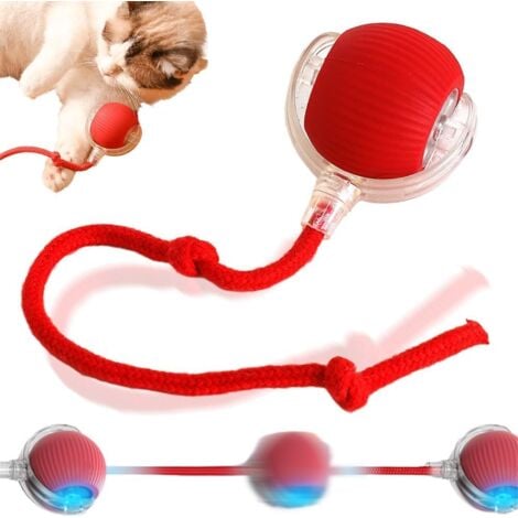 FITAGS Juguete interactivo para gatos,Juguete interactivo para gatos,360 grados,con luz LED,con cuerda,USB recargable