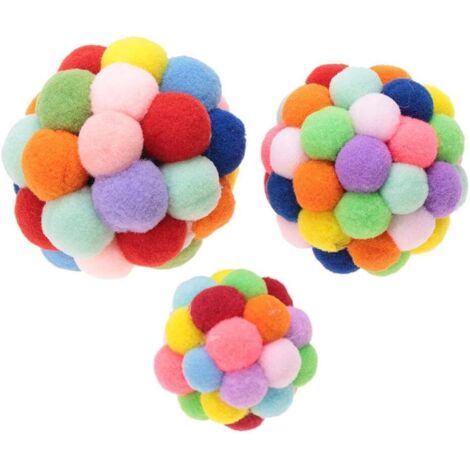 Juguete masticable de peluche para gatos, hecho a mano, colorido, interactivo y elástico, con cascabel incorporado, para gatos y perros (S, M, L).