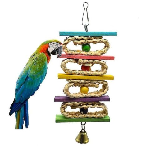 Juguete masticable para loros , juguete para morder pájaros, columpio, bola de maíz