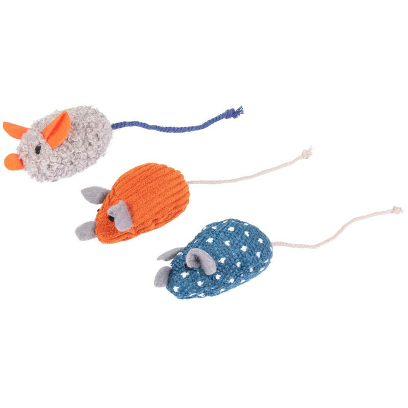 

juguete para gatos . set de 3 ratones Floera .14 cm. con catnip.