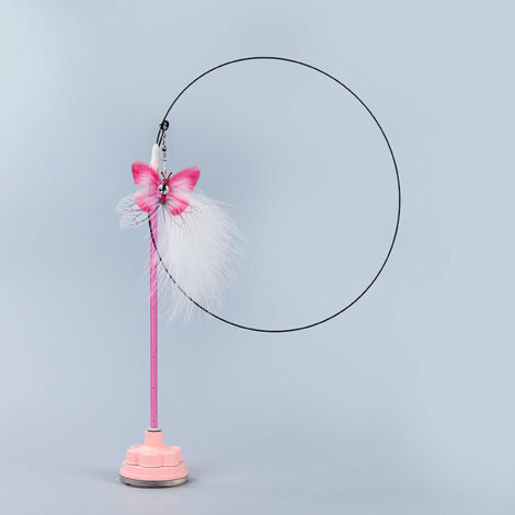 Juguete para gatos, varita con ventosa, varita de entretenimiento para gatos, palo largo con ventosa, ideal para dueños de gatos ocupados - mariposa rosa