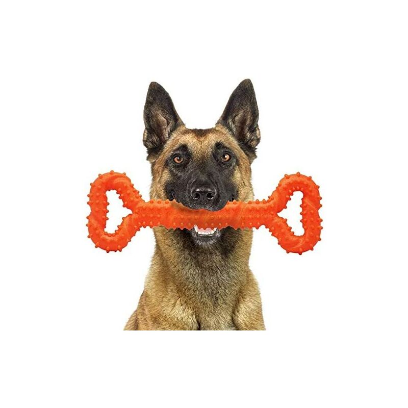 

Juguete para perro masticable agresivo, juguete duradero para cambiar los dientes para perros enérgicos de tamaño mediano y grande (naranja)