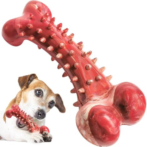 Juguete para perros, cepillo de dientes masticable con forma de hueso, palo de limpieza dental de goma resistente a las mordeduras para perros medianos y grandes, sabor a carne de res.