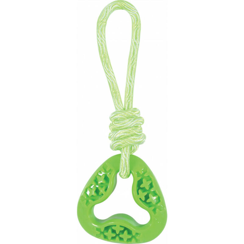 

Animallparadise - Juguete para perros en forma de triángulo, fabricado con TPR y cuerda verde, de samba.