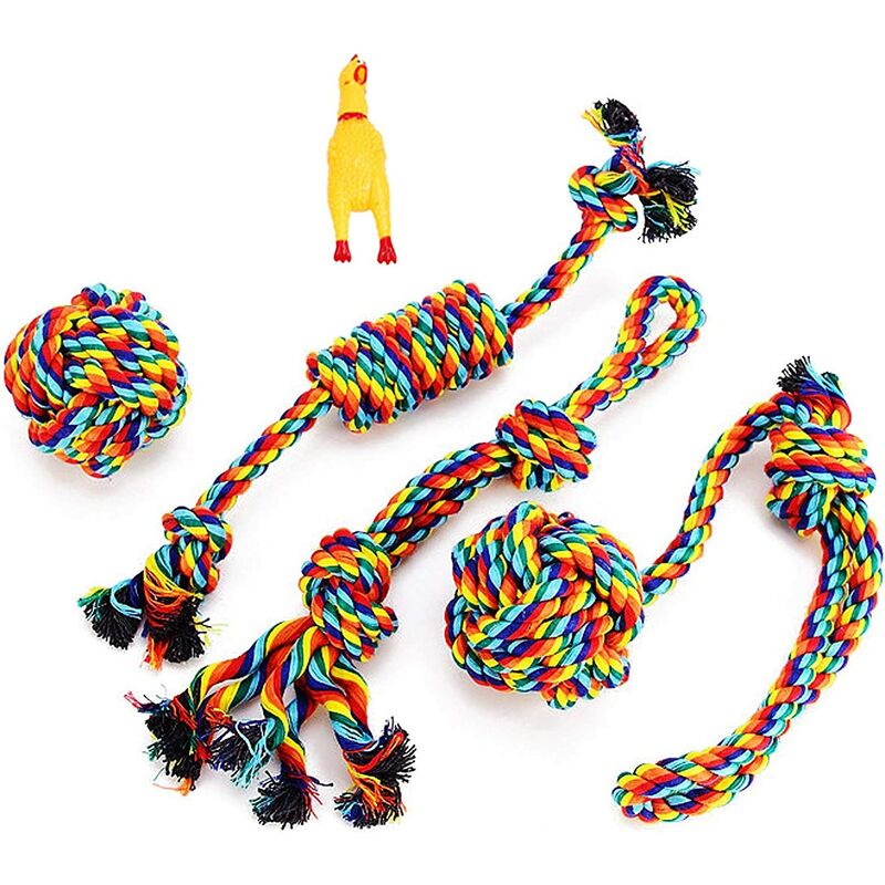 

Juguete para perros, Juguete de cuerda para perros, Juguete para masticar, Juguete interactivo para perros, para perros pequeños / medianos (4 piezas)