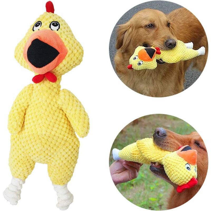 

Juguete para perros perro de peluche, peluche de pana duradero con mecanismo de sonido de plástico chirriante en forma de pollo - Litzee