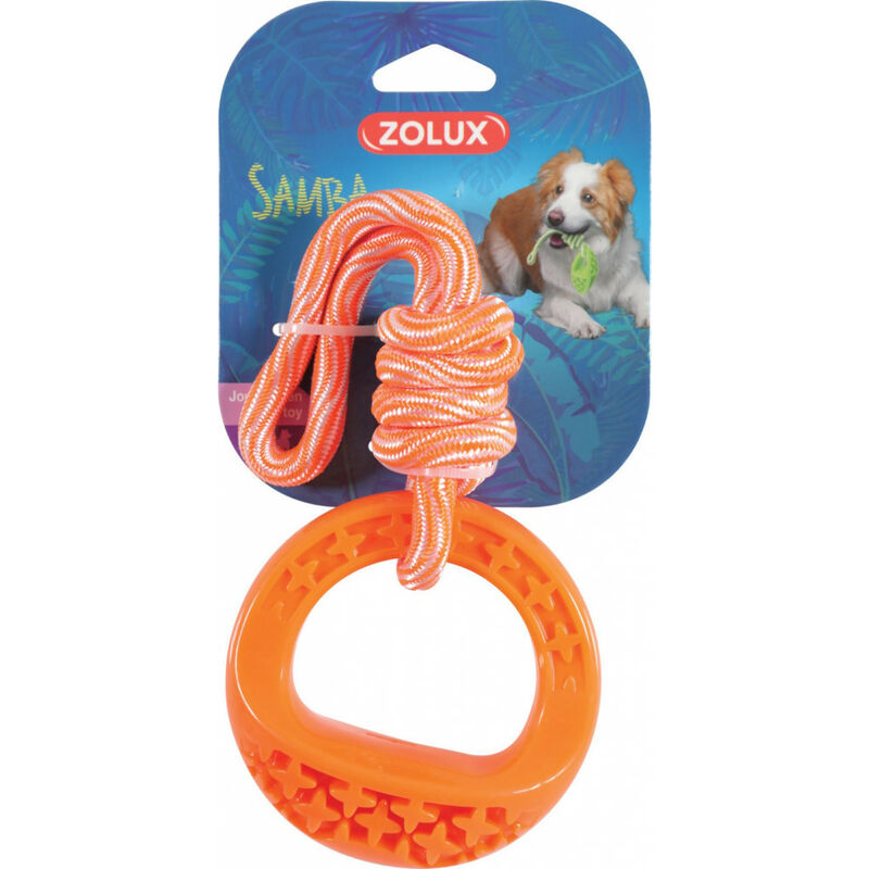 

Zolux - Juguete redondo para perros hecho de TPR y cuerda en color naranja Samba.