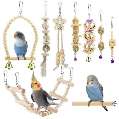 Juguetes para pájaros KZQ, juguetes para periquitos, accesorios para jaulas, columpio masticable para loros, percha colgante, hamaca, escalera para periquitos y cotorras