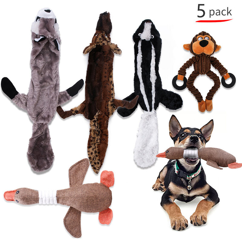 

Juguetes para perros chillones, juguetes de peluche para perros, para cachorros, mascotas pequenas y medianas, 5 piezas