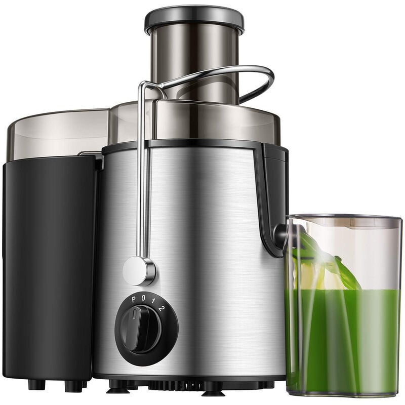 Tinor - Juicer, 65 mm wide opening, 400 w fruit and vegetable juicer, cold juicer made of stainless steel, cleaning brush included, BPA-free, (526)