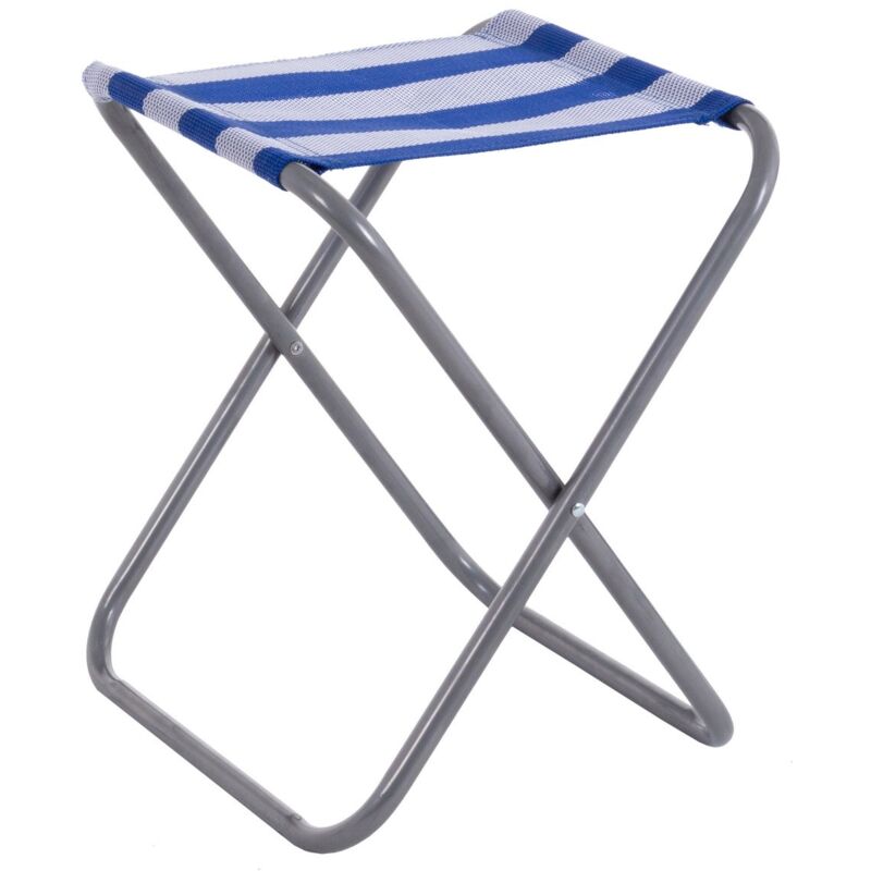 

Lolahome - Taburete de playa de rayas azul de textileno de 39x31x33 cm