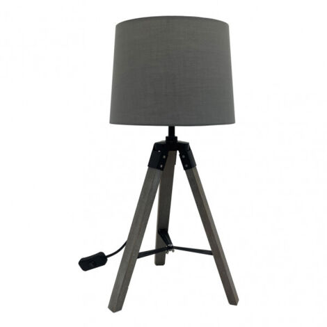 Julen Tischleuchte 1xe27 Holz grau/schwarz 52x24x24 cm