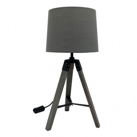Julen Tischleuchte 1xe27 Holz grau/schwarz 52x24x24 cm