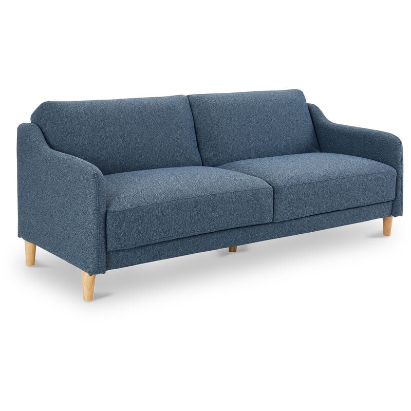 Mobilier Deco - julia - Canapé 3 places convertible en tissu bleu