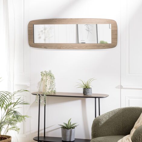 JULIA - Miroir rectangulaire bois 120x40cm angles arrondis marron