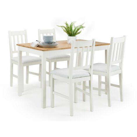 Julian Bowen Dining Set - Coxmoor White & Oak Dining Table & 4 Chairs