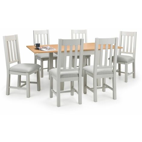 Julian Bowen Grey Solid Oak Dining Set - Richmond Flip-Top Table & 6 Chairs