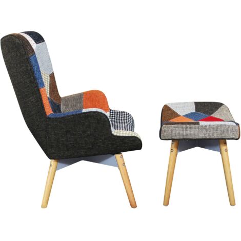 JULIE - poltrona con poggiapiedi moderna patchwork