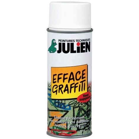 Julien – Aérosol efface graffiti tous supports 400 ml – Finition satinée – Pour surfaces métal, béton, bois, verre – Élimination rapide des graffitis