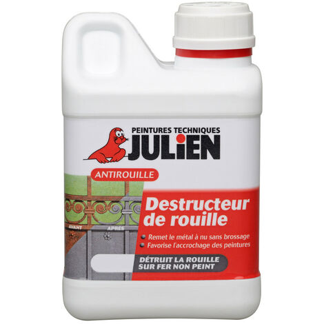 Julien – Destructeur de rouille antirouille gris 0,25 L – Finition marbre – Élimine rouille sur métal ferreux et non ferreux – Application facile