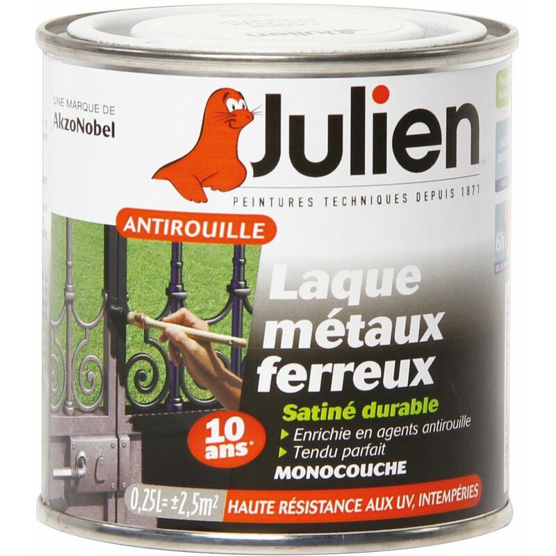 Julien - Laque antirouille boîte 250 ml blanc satiné