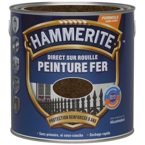Julien – Peinture fer châtaigne martelé 0.25 L – Protection directe sur rouille – Résistance aux chocs et intempéries – Pour supports ferreux extérieurs