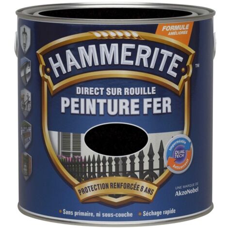 Julien – Peinture fer martelé 0.25l noir – Résistante à la rouille – Finition lisse ou martelée – Pour objets métalliques extérieurs