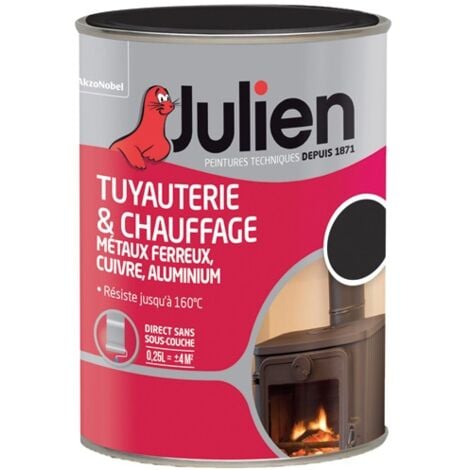 JULIEN - Peinture tuyauterie chauffage mat 250ml noir