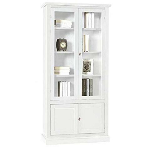 JULIET - mobile con vetrina in legno massello cm 90 x 41 x 186 h